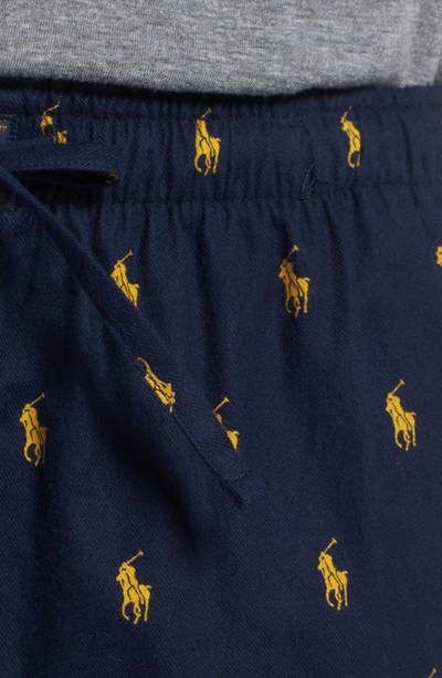 Shop Polo Ralph Lauren Pony Print Lounge Pants In Cruise Navy/ Yellow