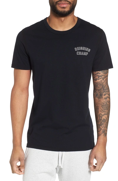 Shop Reigning Champ Varsity Logo T-shirt In Black/ White
