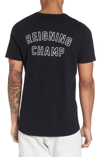 Shop Reigning Champ Varsity Logo T-shirt In Black/ White
