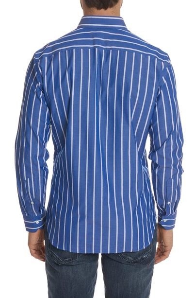 Shop Robert Graham Massimo Regular Fit Stripe Sport Shirt In Blue