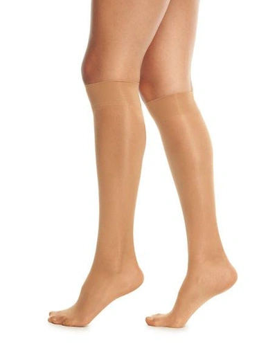 Shop Wolford Satin Touch Knee-highs In Gobi