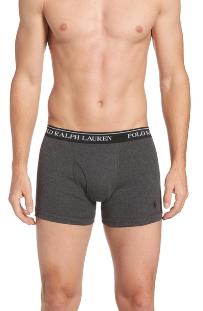 Shop Polo Ralph Lauren 5-pack Cotton Boxer Briefs In Grey/ Dark Grey/ Black