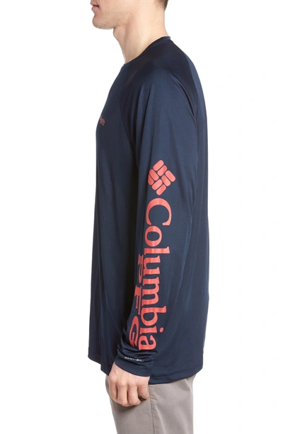 Shop Columbia Pfg Terminal Tackle Performance Long Sleeve T-shirt In Collegiate Navy Sunset Red Lo