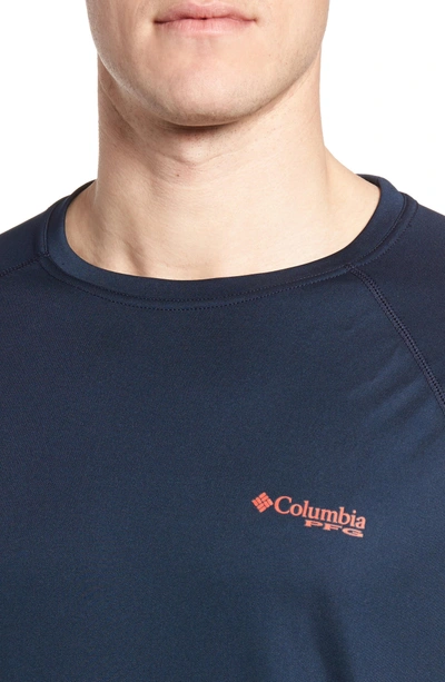 Shop Columbia Pfg Terminal Tackle Performance Long Sleeve T-shirt In Collegiate Navy Sunset Red Lo