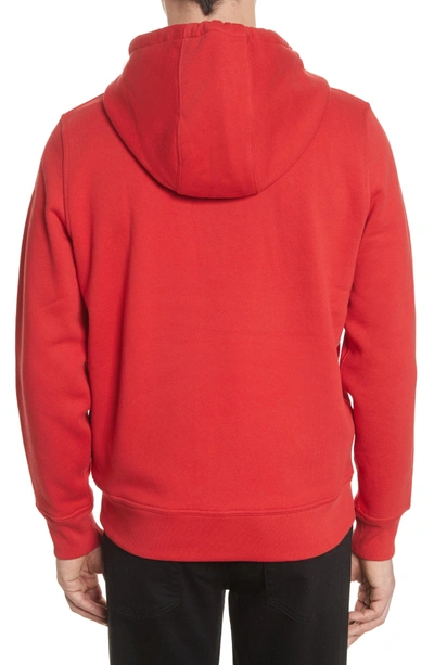 Shop Burberry Fordson Fleece Hoodie In Military Red