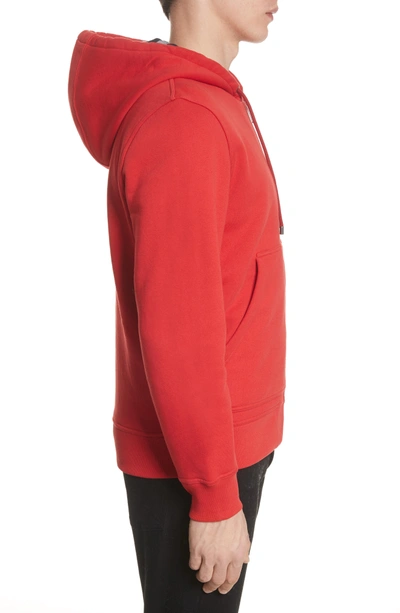 Shop Burberry Fordson Fleece Hoodie In Military Red