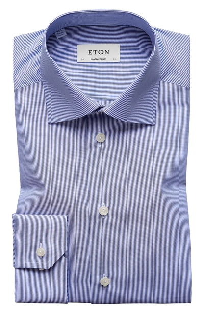 Shop Eton Contemporary Fit Stripe Dress Shirt In Mid Blue