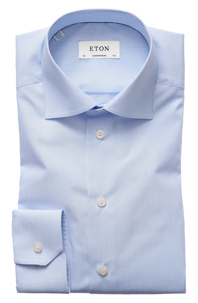 Shop Eton Contemporary Fit Stripe Dress Shirt In Mid Blue