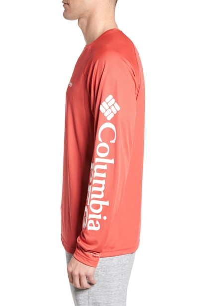 Shop Columbia Pfg Terminal Tackle Performance T-shirt In Sunset Red/ White Logo