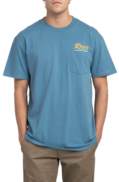 Shop Rvca Bonded Graphic Pocket T-shirt In Cobalt