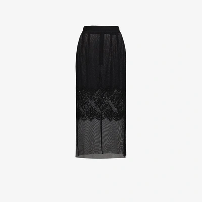 Shop Dolce & Gabbana Layered Lace Pencil Skirt In Black