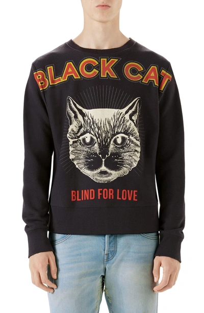 Shop Gucci Black Cat Graphic Sweatshirt In Medley Multi