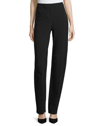 Shop St John Crepe Marocain Straight Leg Diana Pants In Caviar