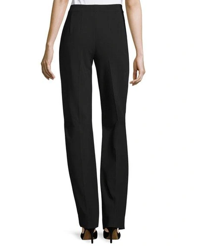 Shop St John Crepe Marocain Straight Leg Diana Pants In Caviar