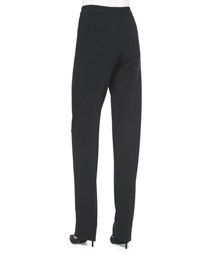 Shop St John Crepe Marocain Straight Leg Diana Pants In Caviar