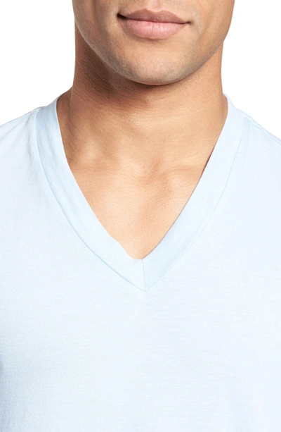 Shop James Perse Short Sleeve V-neck T-shirt In Baby Blue Pigment