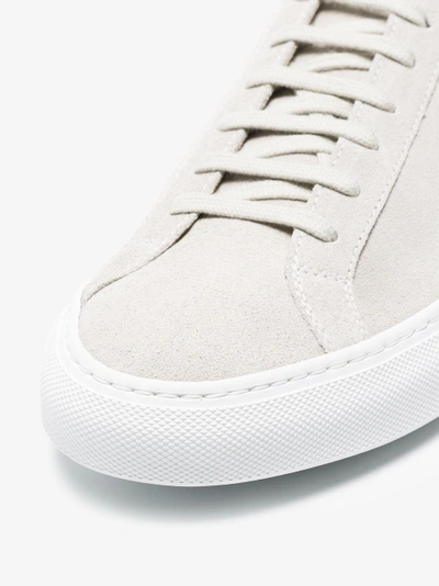 Shop Common Projects Grey Original Achilles Low Suede Sneakers