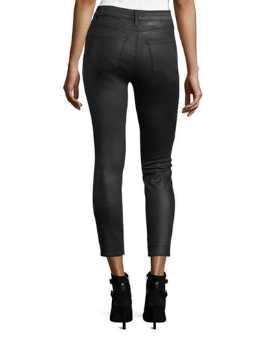 Shop L Agence Margot Coated High-rise Skinny Ankle Jeans In Black