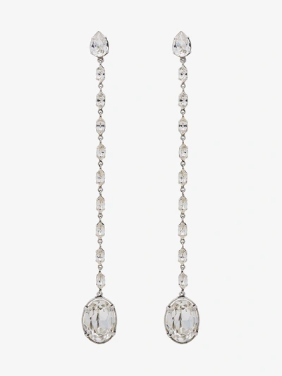 Shop Saint Laurent Smoking Crystal Chain Earrings In Metallic