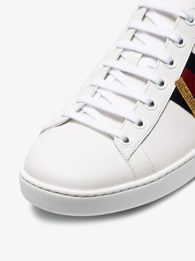 Shop Gucci White And Multicoloured Ace Embroidered Sneakers