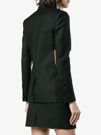 Shop Helmut Lang Cutout Cotton Blend Blazer In Black