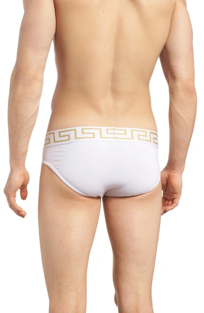 Shop Versace 2-pack Low Rise Briefs In Black/ White/ Gold