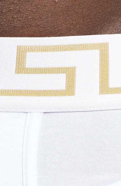 Shop Versace 2-pack Low Rise Briefs In White/ Greek/ Gold