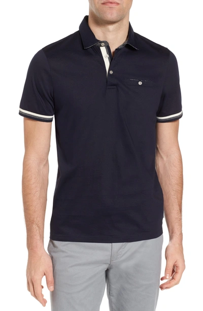 Shop Ted Baker Puggle Trim Fit Polo In Navy