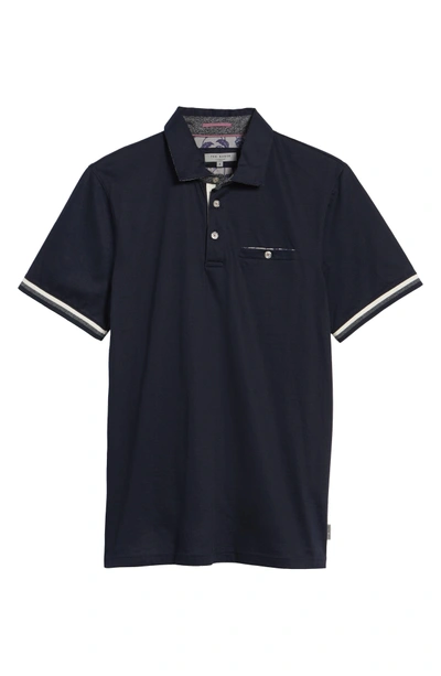 Shop Ted Baker Puggle Trim Fit Polo In Navy