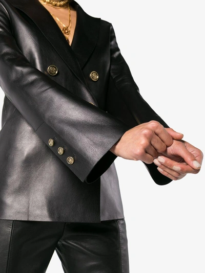 Shop Off-white Caban Leather Blazer In Black