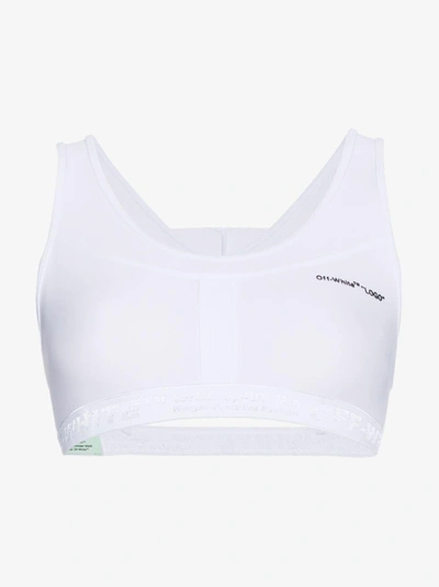 Shop Off-white Sleeveless Scoop Neck Crop Top