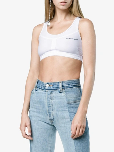 Shop Off-white Sleeveless Scoop Neck Crop Top