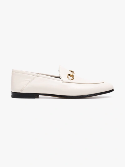 Shop Gucci White Horsebit Leather Loafers