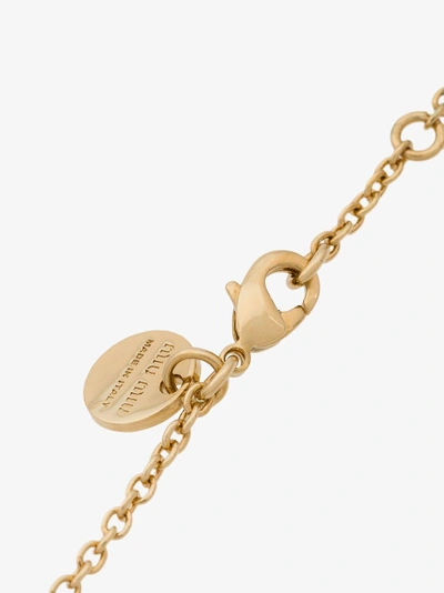 Shop Miu Miu Daisy Charm Gingham Bracelet In Metallic