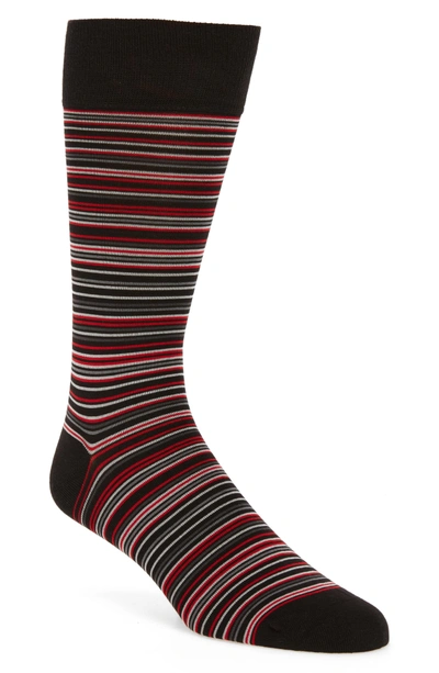Shop Cole Haan Multistripe Crew Socks In Red Stripe/ Black