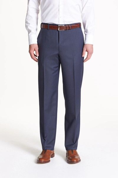 Shop Canali Flat Front Wool Trousers In Blue