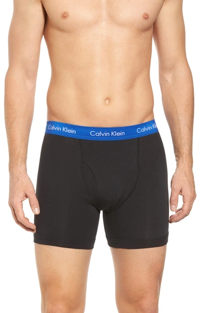 Shop Calvin Klein 3-pack Boxer Briefs In Black/ Blue/ Deep Sunset