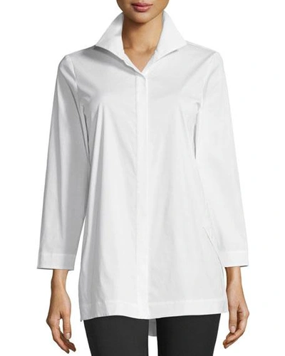 Shop Lafayette 148 Stretch Cotton Marla Shirt In White