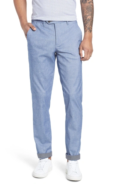 Shop Ted Baker Volvek Classic Fit Trousers In Mid Blue