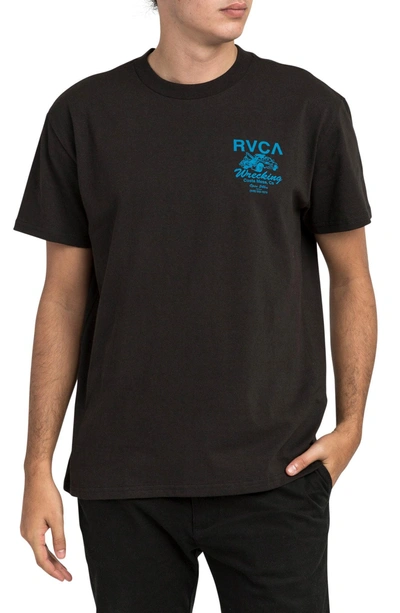 Shop Rvca Wrecking T-shirt In Black