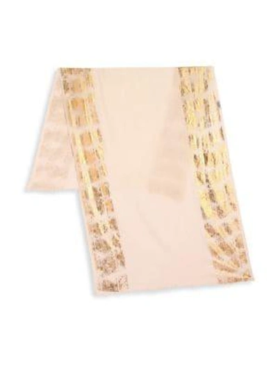 Shop Bajra Metallic-trim Wool & Silk Scarf In White Gold