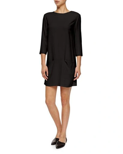 Shop The Row Marina 3/4-sleeve Shift Dress In Black