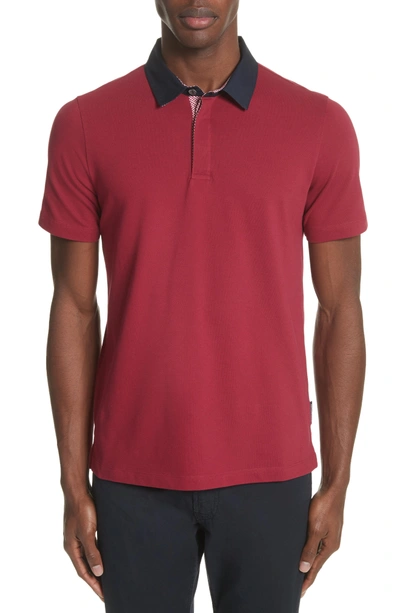 Shop Emporio Armani Slim Fit Pique Polo Shirt In Borgogna