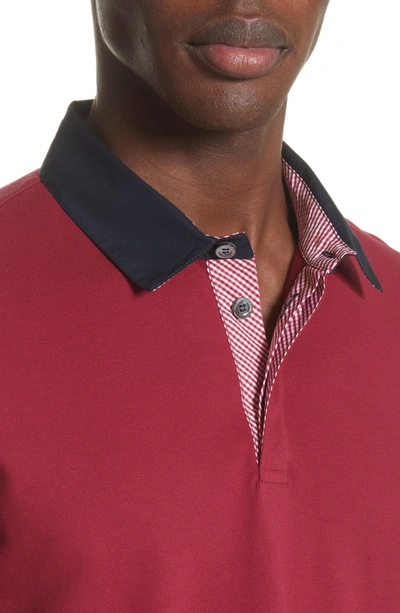 Shop Emporio Armani Slim Fit Pique Polo Shirt In Borgogna