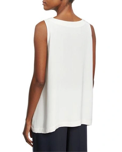 Eskandar Lightweight Silk A-line Shell In White