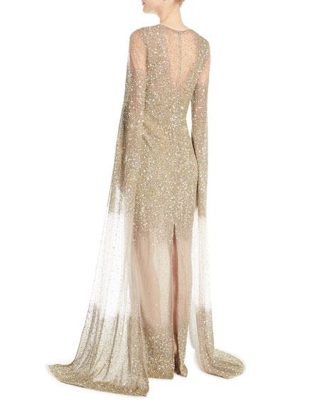 pamella roland ombre sequin gown