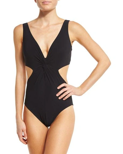 Shop Karla Colletto Basics V-neck Monokini Swimsuit In Black