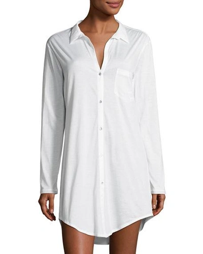 Shop Hanro Cotton Deluxe Boyfriend Sleepshirt In White