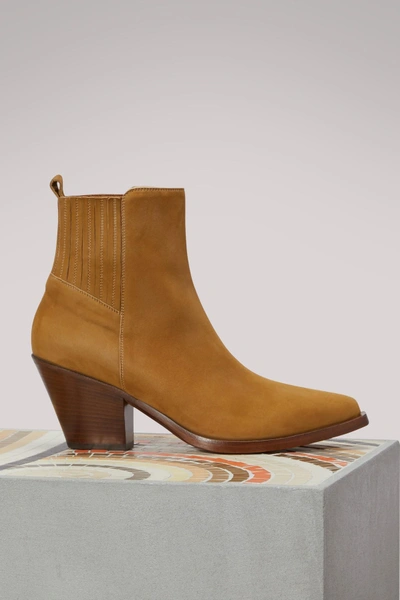 Shop Sartore Leather Western Ankle Boots In Mud
