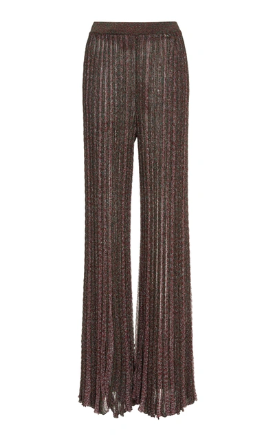 Shop Missoni Textured Wide Leg Pant In Brown